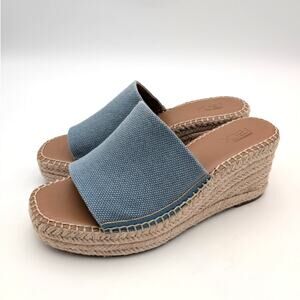 Nordstrom Rack Claire Jute Wedge Slide Sandal Women's Denim Size US8.5M EU38.5